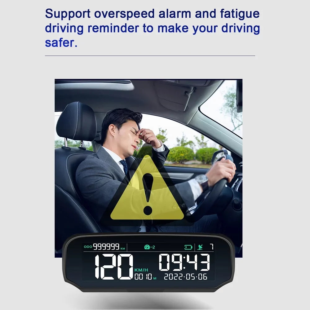 Wireless Solar Car GPS Digital Speedometer: Head-up Display - LCD Monitor - Total Mileage, Time, Altitude, and Speed Display - Overspeed Alarm - Enhance Your Driving Experience