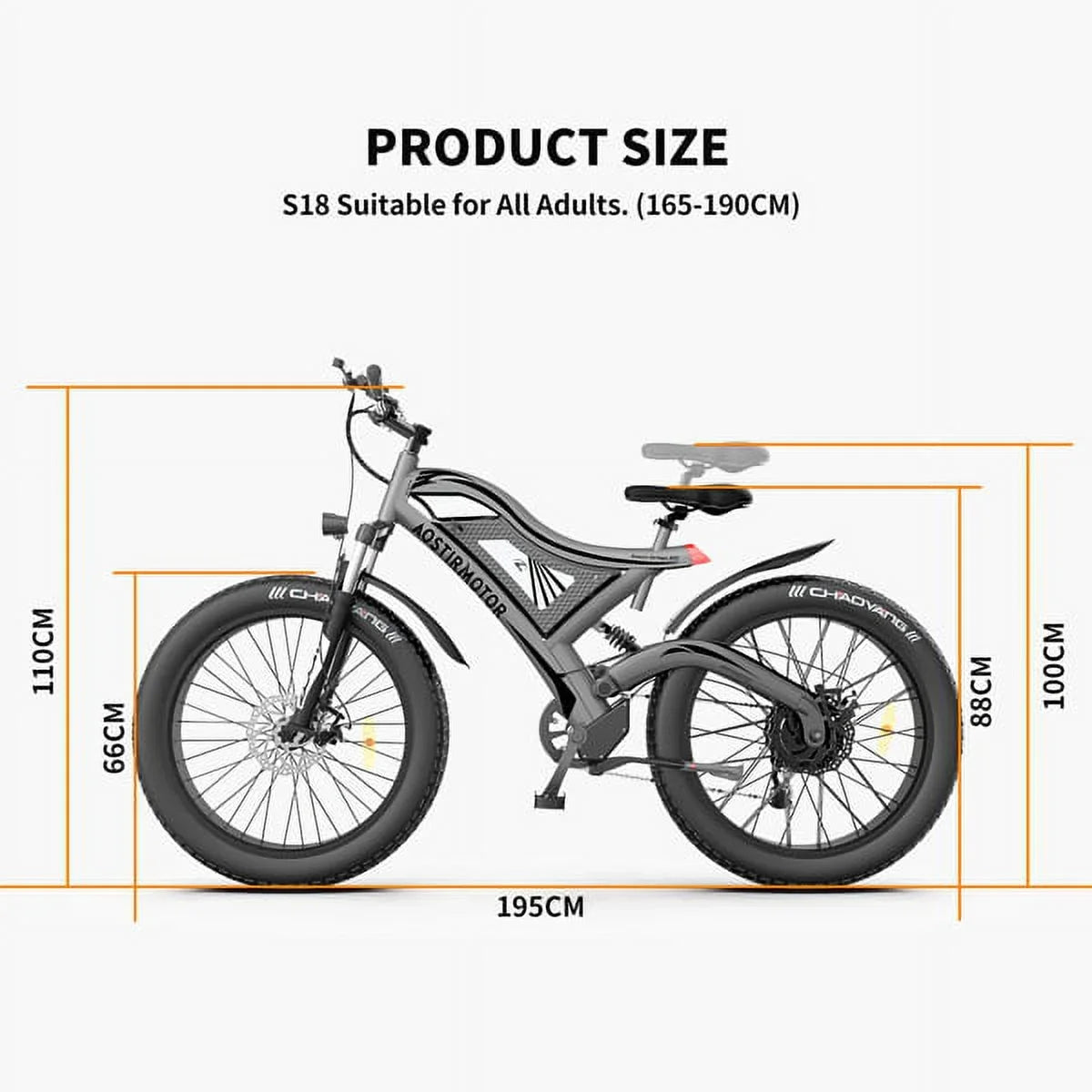 AOSTIRMOTOR Hot Fat Tire Adults Electric Bicycle 26 In. Electric Mountain Bike