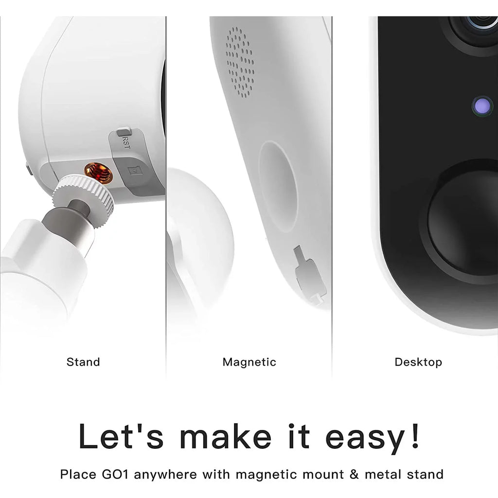 Arenti Wireless Outdoor Security Camera, (2Pack) GO1 Wifi Rechargeable Power Unit Powered Night Vision 2-Way Audio AI Motion Detection Surveillance Camera (Supports Only 2.4Ghz Wi-Fi)